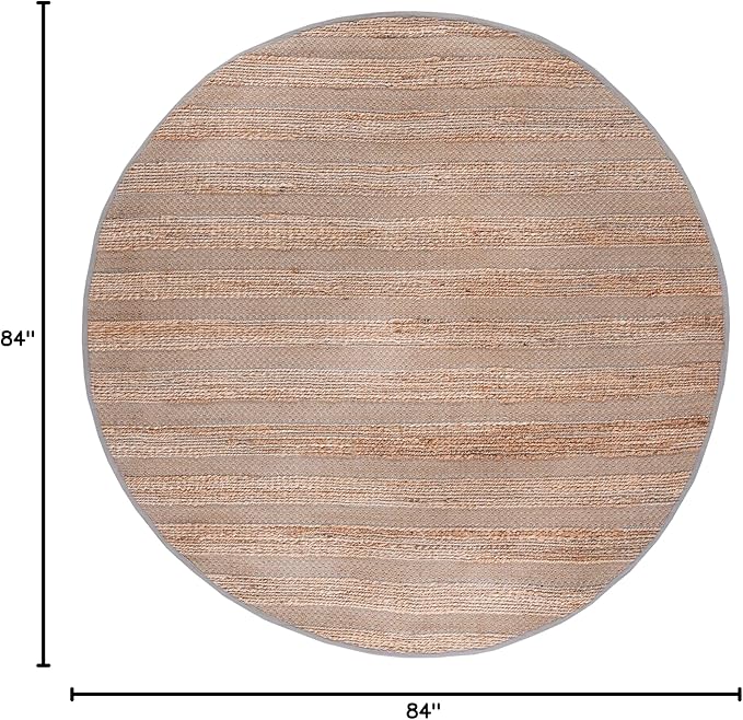 SAFAVIEH Natural Fiber Collection 7' Round Grey/Natural NFB654F Handmade Boho Farmhouse Rustic Jute & Cotton Jute Area Rug