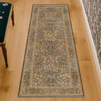 Non Slip 2x7 Gold Brown Runner Rugs - Washable Long Runner for Bathroom, Kitchen, Hallway, Indoor Floor Mat, Bedroom Bedside - Brown Earthy Vintage Floral Décor