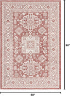 Rugs.com Outdoor Aztec Collection Rug – 5' x 8' Rust Red Flatweave Rug Perfect for Living Rooms, Large Dining Rooms, Open Floorplans