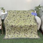 Snycler Flowers and Plants Throw Blanket for Bed 50 * 60inch Woven Blanket Cotton Polyester Farmhouse Decor for Indoor Outdoor Sofa Bedroom Garden，All Season （Butterflies）
