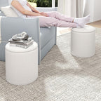 Ottoman Poufs with Storage, Set of 2 Soft Upholstered Vanity Stool,Multifunctional Ottomans Coffee Table Padded Seat Foot Rest for Living（White, Pack of 2）