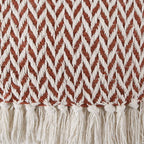 DII Modern Zig Zag Throw Blanket Woven Cotton, Hand-Knotted 2.5" Fringe, 50x60, Cinnamon