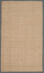 SAFAVIEH Natural Fiber Collection Area Rug - 2'6" x 4', Natural & Dark Grey, Seagrass, Basketweave Pattern with Border (NF114Q)