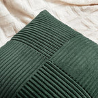 Fancy Homi Set of 2 Dark Green Boho Decorative Throw Pillow Covers 18x18 Inch for Living Room Couch Bed, Modern Farmhouse Forest Green Home Decor, Soft Textured Corduroy Corss Patchwork Cushion Case