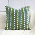 18x18 Boho Pillow Cover - Chenille Tufted Decorative Throw Pillow Cover Soft Velvet Backing, Farmhouse Striped Square Accent Pillow Case for Sofa, Couch, Bedroom, Living Room, Green White
