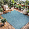 Washable Indoor Outdoor Rug Weather Resistant Carpet Modern Solid for Porch Deck Balcony Backyard Patio Rug 8x10 Aqua Blue