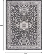 Rugs.com Outdoor Aztec Collection Rug – 10' x 14' Charcoal Gray Flatweave Rug Perfect for Living Rooms, Large Dining Rooms, Open Floorplans