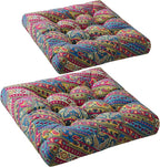 Codi Floor Pillow for Kids, Square Large Pillows Seating for Adults, Bohemian Big Cushions for Yoga Room Tatami Sitting, Memory Foam Added, 22x22 Inch, Multi Blaidiere, Set of 2