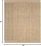 SAFAVIEH Natural Fiber Collection Area Rug - 7' Square, Natural, Handmade Tassel Jute, Ideal for High Traffic Areas in Living Room, Bedroom (NF467A)