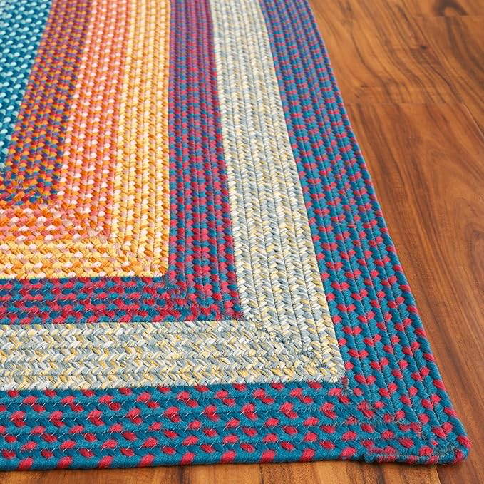 SAFAVIEH Washable Rug Outdoor Braided Collection - 2' x 3', Red & Orange, Handmade & Reversible, Non-Shedding & Easy to Clean, Ideal for Entryway, Patio, Kitchen, Mudroom, Front Door (BRD308Q)