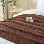 Throw Blanket for Couch, Brown Luxury Knitted Throws 50"x60", Textured Blankets with Handmade Fringe Tassels for Bed Sofa Decorative, Chunky Soft Farmhouse Boho Home Decor