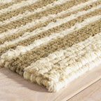 Dash and Albert Calder Stripe Kelp Handwoven Jute Rug, 10 X 14 Feet, Green Stripe Pattern