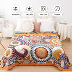 Boho Throw Blanket, 100% Organic Muslin Cotton Skin-friendly Breathable Ultra Soft Bed Quilt Throw - All Season Bohemian Decor Luxury Colorful Blanket for Sofa Couch Chair and Gift. 91" x 98"