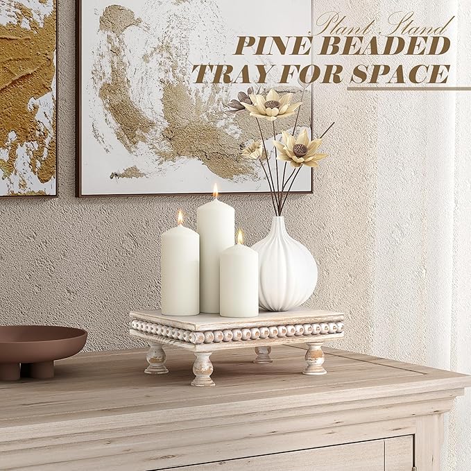 EOSAHR Pine Wood Display Riser for Home Decor – Rustic Pedestal Stand for Showcasing New House Essentials, Soap Holder or Coffee Table Accents – Perfect Modern Boho Chic Decor (Light-Natural)