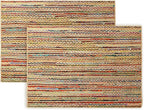 · REDEARTH · Jute Cotton Chindi Area Rug - 4'x6' Rectangular Rug, Handwoven, Non-Shedding, Soft & Durable – Multi Tones for Home Décor in Living Room, Dining Room, Bedroom, Set of 2