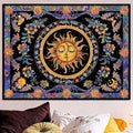 Accnicc Sun and Moon Tapestry Psychedelic Floral Plant Tapestries for Bedroom Aesthetic Hippie Boho Flower Tapestry Wall Hanging for Dorm Living Room (90'' × 68'')