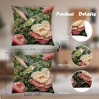 Vintage William Morris Floral Hummingbird Pillow Cover 18x18 Set of 4,Rustic Green Hummingbird Bird Animal Flower Botanical Print Decorative Throw Pillow Covers for Home Bedroom Living Room