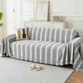 Couch Cover for Dogs, Boho Sofa Covers for 3 Cushion Couch, Chenille Sofa Slipcover for Pets Washable, L-Shape Sectional Loveseat Cover Soft Throw Blankets with Tassels(71x102,Striped Grey)