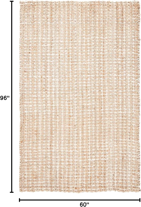 SAFAVIEH Natural Fiber Collection Area Rug - 5' x 8', Natural, Handmade Boho Farmhouse Woven Jute, Ideal for High Traffic Areas in Living Room, Bedroom (NF187A)
