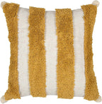 Boho Pillow Covers 18X18 Inch Boho Tufted Linen Throw Pillow Covers Decorative Pompoms Cushion Cover Farmhouse Pillow Case for Couch Sofa Bed Living Room Bedroom,Mustard Yellow