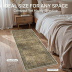 Bavni 2X6 Rug Runners for Hallways, Washable Runner Rug Non Slip, Vintage Floral Print Style Rugs for Bedroom-Lightweight Low Pile Carpet for Kitchen Bathroom,Green