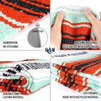 Hydration Nation Authentic Extra Large Mexican Blanket (70"x50") - Handwoven Yoga, Serape- Artisanal Falsa, Beach, Camping, Picnic, Outdoor (Mint-Orange)