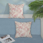 Pink Pillow Covers 18x18 Set of 2 Pink and Cream Floral Chinoiserie Throw Pillows Vintage Rustic Toile Flower Decorative Pillowcase Outdoor Chinoiserie Decor Linen Cushion Case for Couch Sofa