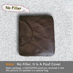 Thgonwid Unstuffed Moroccan Storage Pouf Foot Stool Ottoman Seat Handmade Faux Leather Bean Bag Floor Chair Foot Rest for Living Room, Bedroom or Balcony (Deep Coffee)