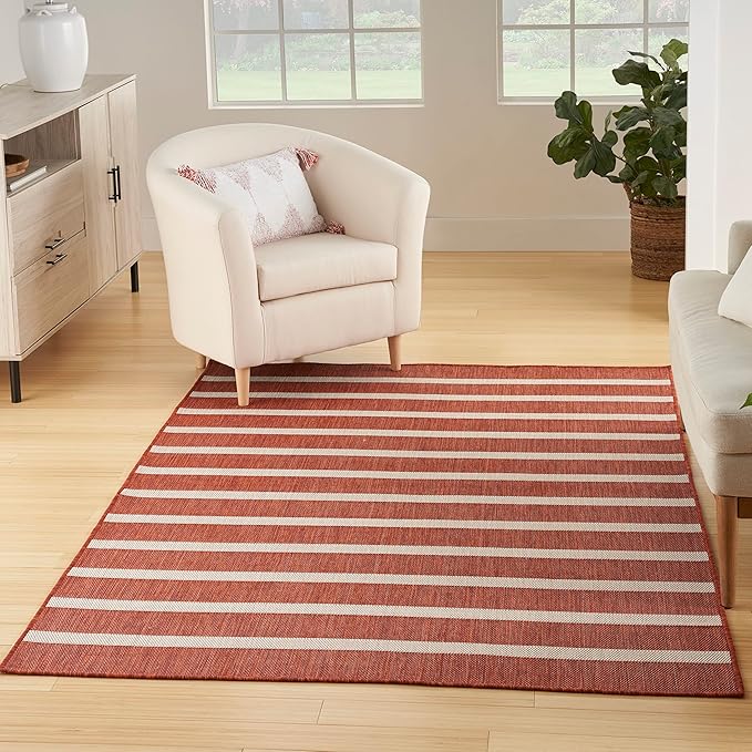 Nourison Home Positano Terracotta Ivory 5' x 7' Area Rug - Easy Clean, Non Shedding, Bed Room, Living Room, Dining Room, Kitchen (5' x 7')