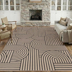 GarveeHome Rainbow Easy Jute Rug 8x10 Abstract Washable Non Slip Living Room Ultra-Thin Bedroom Rug, Non Skid Backing Non Shedding Accent Carpet for Dining Room Office