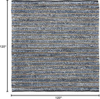 SAFAVIEH Cape Cod Collection Area Rug - 10' Square, Blue & Natural, Handmade Flat Weave Braided Jute & Cotton, Ideal for High Traffic Areas in Living Room, Bedroom (CAP363A)
