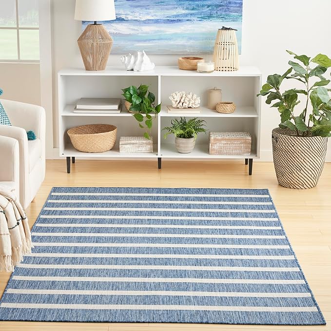 Nourison Home Positano Navy Ivory 7' x 10' Area Rug - Easy Clean, Non Shedding, Bed Room, Living Room, Dining Room, Kitchen (7' x 10')