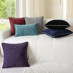 CaliTime Throw Pillow Covers Decorative 12 X 20 Inches Pack of 2 Cotton Thread Stitching Edges Solid Dyed Soft Chenille Cushion Cases for Couch Sofa Bed Living Room Farmhouse Black