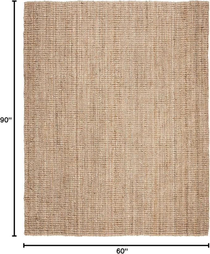 SAFAVIEH Natural Fiber Collection Area Rug - 5' x 7'6", Natural Brown, Handmade Jute, Farmhouse Style, Chunky Textured Thick Pile (NF447A)