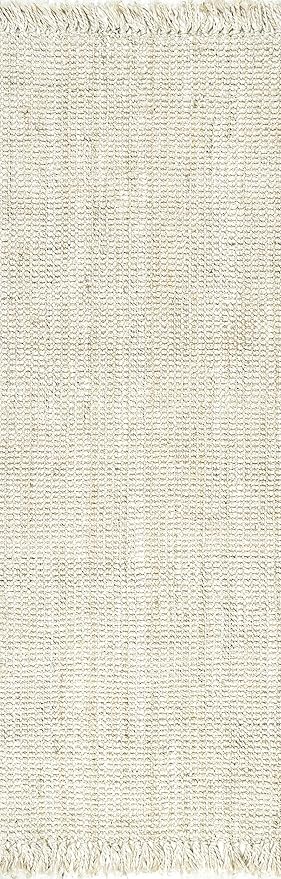 Nuloom Daniela Off-White, 2'6" x 14', Handmade, Jute, Tassel, Soft and Textured, High Traffic, Stain Resistant, Easy Clean, Durable Runner for Bedroom, Living Room, Dining Space, Foyer, Entryway