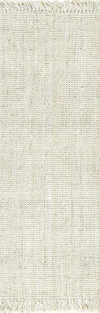 Nuloom Daniela Off-White, 2'6" x 10', Handmade, Jute, Tassel, Soft and Textured, High Traffic, Stain Resistant, Easy Clean, Durable Runner for Bedroom, Living Room, Dining Space, Foyer, Entryway