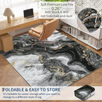GarveeHome Large Area Rugs 9x12 Washable Modern Abstract Rug, Non-Shedding Neutral Living Room Rugs, Stain-Resistant Low Pile Abstract Floor Cover for Bedroom, Dining Room, Farmhouse, Office, Black