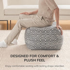 Anji Mountain Pouf Ottoman Foot Rest, Handmade Ottoman Pouf, Comfortable Foot Stool, Decorative Floor Seating for Living Room Decor, Bedroom & Home Décor Accent - Charcoal