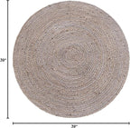 Unique Loom Braided Jute Collection Area Rug - Dhaka (3' 3" Round, Gray)