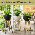 LaLaGreen Hanging Planters for Indoor Plants (11 Inch, 4 Pack) Brown Rattan Style Self-Watering Flower Pots with Water Level Indicator, Round Plastic Baskets with Metal Chain for Balcony, Porch Garden