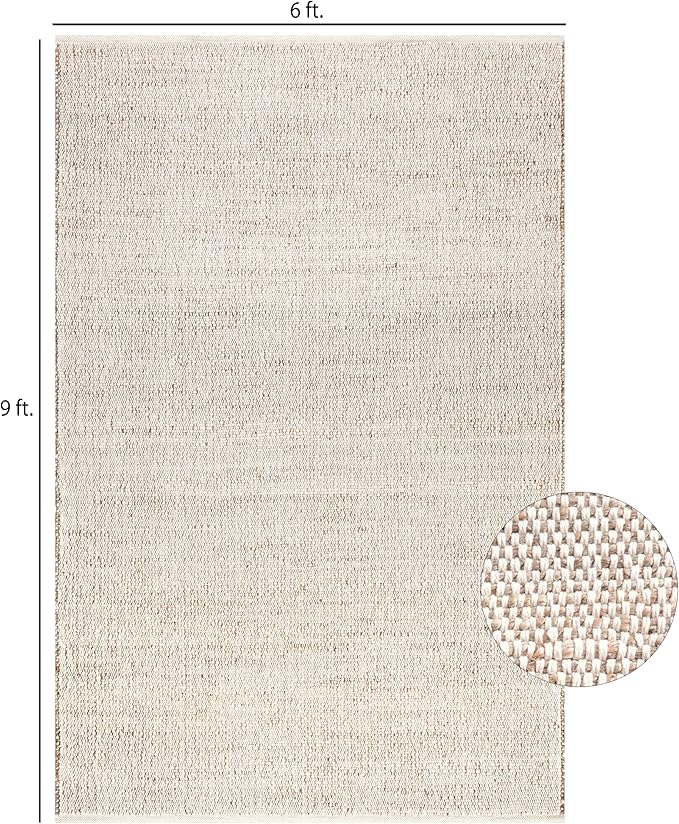 S & L Homes Jute Cotton Hand Woven Natural Farmhouse Area Rug for Living Room - Rustic Vintage Bohemian Décor - (6' x 9' Natural)