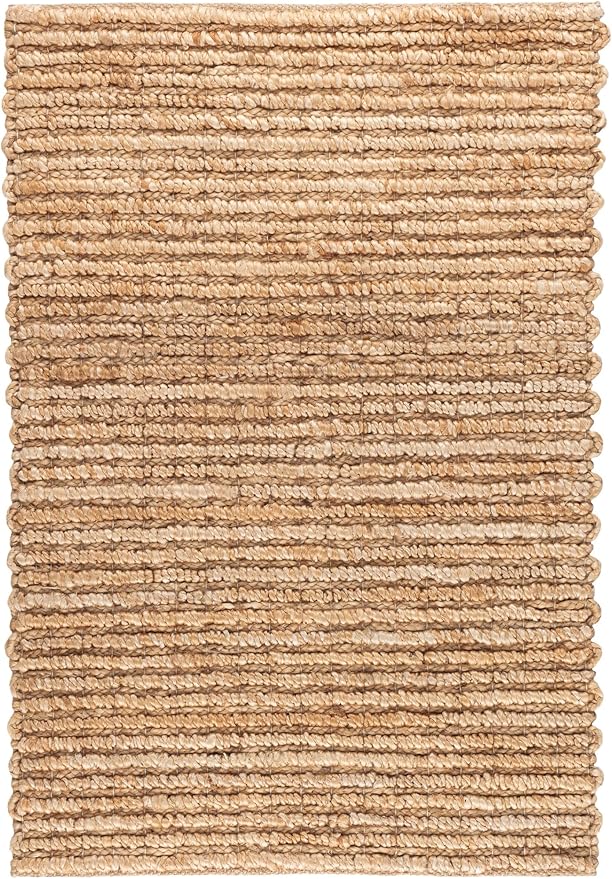 Dash & Albert Dunes Natural Handwoven Jute Rug, 7.5 X 9.5 Feet, Tan Solid Pattern
