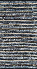 SAFAVIEH Cape Cod Collection Accent Rug - 2'3" x 4', Blue & Natural, Handmade Flat Weave Braided Jute & Cotton, Ideal for High Traffic Areas in Entryway, Living Room, Bedroom (CAP363A)