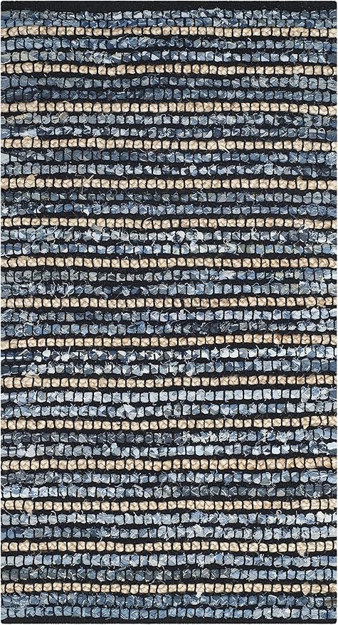 SAFAVIEH Cape Cod Collection Accent Rug - 2'3" x 4', Blue & Natural, Handmade Flat Weave Braided Jute & Cotton, Ideal for High Traffic Areas in Entryway, Living Room, Bedroom (CAP363A)