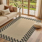 4x6 Jute Rug for Living Room: Farmhouse Indoor Outdoor Rug Washable with Non-Slip for Bedroom Patio Backyard Dining Room Home Office - Checkered Brown