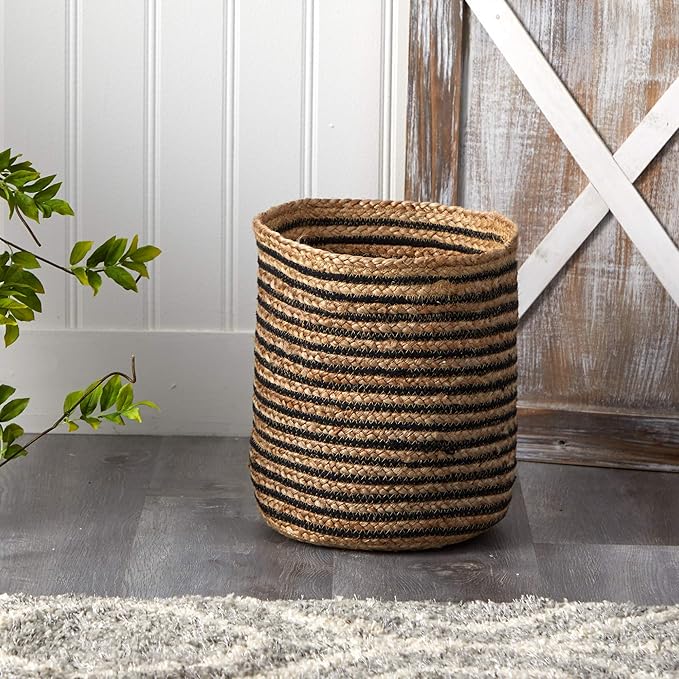 Nearly Natural 13.5in. Handmade Natural Jute Basket Planter, Beige