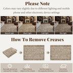 6x9 Washable Rug Vintage Fade Resistant Boho Distressed Non-Slip Indoor Large Carpet Low Pile Lightweight & High-Traffic Safe for Bedroom, Dorm, Playroom - Farmhouse Decor