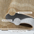 LIVEBOX Scalloped Washable Outdoor 5x7 Rug, Easy Jute Tan Rug for Living Room, Indoor Geometric Rug for Bedroom, Farmhouse Rugs Dining Room Mat Modern Carpet Area Rug for Patio Home Office Decor