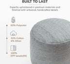 Anji Mountain Pouf Ottoman Foot Rest, Handmade Ottoman Pouf, Comfortable Foot Stool, Decorative Floor Seating for Living Room Decor, Bedroom & Home Décor Accent - Gray Maze