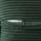 MIULEE Decorative Throw Pillow Covers for Couch Bed Livingroom 12x12 Inch Set of 2 Dark Green Boho Accent Throw Pllows Broadside Striped Patchwork Soft Corduroy Pillowcases